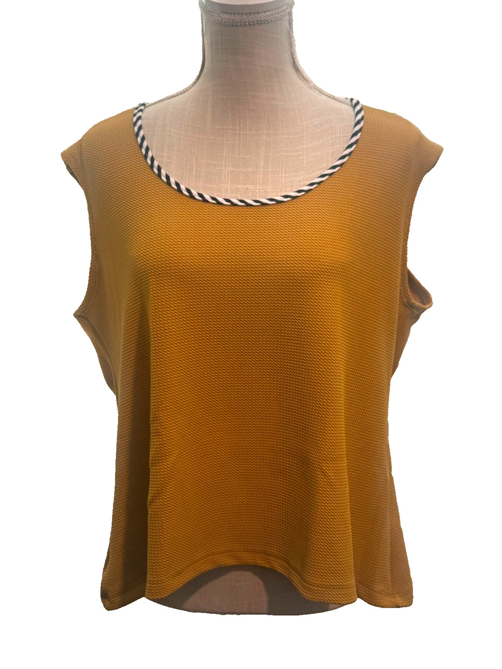 Be PeaR Womens XXL Mustard Yellow Textured Tank Top Sleeveless Relaxed Flowy